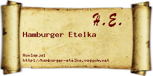 Hamburger Etelka névjegykártya